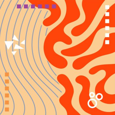 Soyut Geometrik Arkaplan Çizgileri, Eğriler, Mozaik Şekiller Vektör Sanatı. Soyut Geometrik Kolaj Karışık Çizgiler ve Eğri Şekiller. Poster veya sosyal medya için soyut arkaplan.