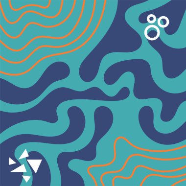 Soyut Geometrik Arkaplan Çizgileri, Eğriler, Mozaik Şekiller Vektör Sanatı. Soyut Geometrik Kolaj Karışık Çizgiler ve Eğri Şekiller. Poster veya sosyal medya için soyut arkaplan.