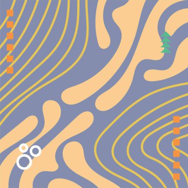 Soyut Geometrik Arkaplan Çizgileri, Eğriler, Mozaik Şekiller Vektör Sanatı. Soyut Geometrik Kolaj Karışık Çizgiler ve Eğri Şekiller. Poster veya sosyal medya için soyut arkaplan.