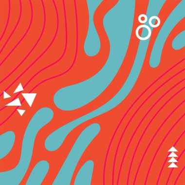 Soyut Geometrik Arkaplan Çizgileri, Eğriler, Mozaik Şekiller Vektör Sanatı. Soyut Geometrik Kolaj Karışık Çizgiler ve Eğri Şekiller. Poster veya sosyal medya için soyut arkaplan.