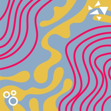 Soyut Geometrik Arkaplan Çizgileri, Eğriler, Mozaik Şekiller Vektör Sanatı. Soyut Geometrik Kolaj Karışık Çizgiler ve Eğri Şekiller. Poster veya sosyal medya için soyut arkaplan.