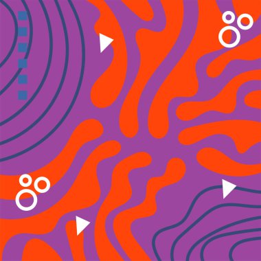 Soyut Geometrik Arkaplan Çizgileri, Eğriler, Mozaik Şekiller Vektör Sanatı. Soyut Geometrik Kolaj Karışık Çizgiler ve Eğri Şekiller. Poster veya sosyal medya için soyut arkaplan.