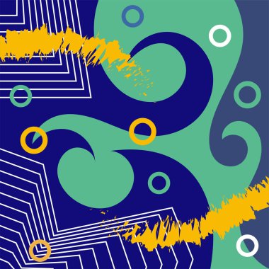 Soyut Geometrik Arkaplan Çizgileri, Eğriler, Mozaik Şekiller Vektör Sanatı. Soyut Geometrik Kolaj Karışık Çizgiler ve Eğri Şekiller. Poster veya sosyal medya için soyut arkaplan.