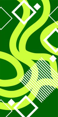 Dekoratif Vektör Arkaplan Organik Akış ve Geometrik Kesinlik. Boho Soyut Arkaplan Eğrisi Çizgileri ve Geometrik Aksanlar. Geometrik şekillerin mozaiğiyle soyut arkaplan.