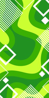 Dekoratif Vektör Arkaplan Organik Akış ve Geometrik Kesinlik. Boho Soyut Arkaplan Eğrisi Çizgileri ve Geometrik Aksanlar. Geometrik şekillerin mozaiğiyle soyut arkaplan.