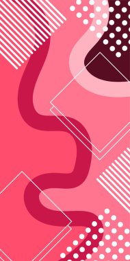 Dekoratif Vektör Arkaplan Organik Akış ve Geometrik Kesinlik. Boho Soyut Arkaplan Eğrisi Çizgileri ve Geometrik Aksanlar. Geometrik şekillerin mozaiğiyle soyut arkaplan.