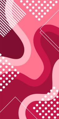 Dekoratif Vektör Arkaplan Organik Akış ve Geometrik Kesinlik. Boho Soyut Arkaplan Eğrisi Çizgileri ve Geometrik Aksanlar. Geometrik şekillerin mozaiğiyle soyut arkaplan.