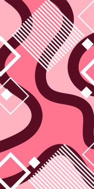 Dekoratif Vektör Arkaplan Organik Akış ve Geometrik Kesinlik. Boho Soyut Arkaplan Eğrisi Çizgileri ve Geometrik Aksanlar. Geometrik şekillerin mozaiğiyle soyut arkaplan.