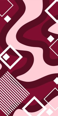 Dekoratif Vektör Arkaplan Organik Akış ve Geometrik Kesinlik. Boho Soyut Arkaplan Eğrisi Çizgileri ve Geometrik Aksanlar. Geometrik şekillerin mozaiğiyle soyut arkaplan.