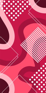 Dekoratif Vektör Arkaplan Organik Akış ve Geometrik Kesinlik. Boho Soyut Arkaplan Eğrisi Çizgileri ve Geometrik Aksanlar. Geometrik şekillerin mozaiğiyle soyut arkaplan.