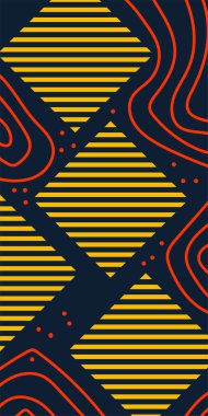 Dekoratif Vektör Arkaplan Organik Akış ve Geometrik Kesinlik. Boho Soyut Arkaplan Eğrisi Çizgileri ve Geometrik Aksanlar. Geometrik şekillerin mozaiğiyle soyut arkaplan.