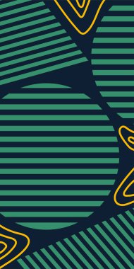 Dekoratif Vektör Arkaplan Organik Akış ve Geometrik Kesinlik. Boho Soyut Arkaplan Eğrisi Çizgileri ve Geometrik Aksanlar. Geometrik şekillerin mozaiğiyle soyut arkaplan.