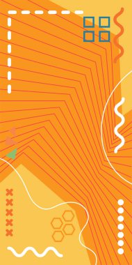 Dekoratif Vektör Arkaplan Organik Akış ve Geometrik Kesinlik. Boho Soyut Arkaplan Eğrisi Çizgileri ve Geometrik Aksanlar. Geometrik şekillerin mozaiğiyle soyut arkaplan.