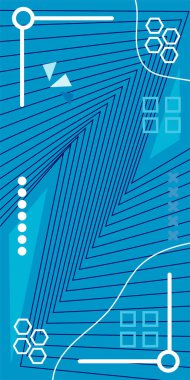 Dekoratif Vektör Arkaplan Organik Akış ve Geometrik Kesinlik. Boho Soyut Arkaplan Eğrisi Çizgileri ve Geometrik Aksanlar. Geometrik şekillerin mozaiğiyle soyut arkaplan.