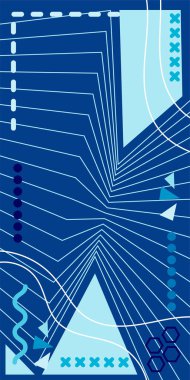 Dekoratif Vektör Arkaplan Organik Akış ve Geometrik Kesinlik. Boho Soyut Arkaplan Eğrisi Çizgileri ve Geometrik Aksanlar. Geometrik şekillerin mozaiğiyle soyut arkaplan.