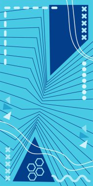 Dekoratif Vektör Arkaplan Organik Akış ve Geometrik Kesinlik. Boho Soyut Arkaplan Eğrisi Çizgileri ve Geometrik Aksanlar. Geometrik şekillerin mozaiğiyle soyut arkaplan.