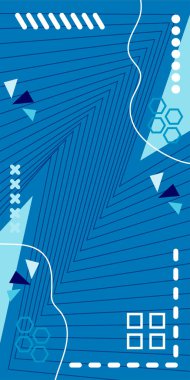 Dekoratif Vektör Arkaplan Organik Akış ve Geometrik Kesinlik. Boho Soyut Arkaplan Eğrisi Çizgileri ve Geometrik Aksanlar. Geometrik şekillerin mozaiğiyle soyut arkaplan.