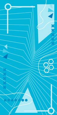 Dekoratif Vektör Arkaplan Organik Akış ve Geometrik Kesinlik. Boho Soyut Arkaplan Eğrisi Çizgileri ve Geometrik Aksanlar. Geometrik şekillerin mozaiğiyle soyut arkaplan.