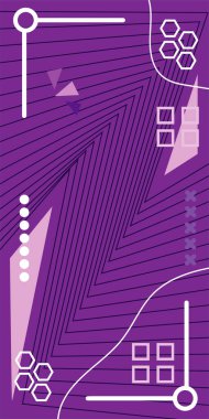 Dekoratif Vektör Arkaplan Organik Akış ve Geometrik Kesinlik. Boho Soyut Arkaplan Eğrisi Çizgileri ve Geometrik Aksanlar. Geometrik şekillerin mozaiğiyle soyut arkaplan.