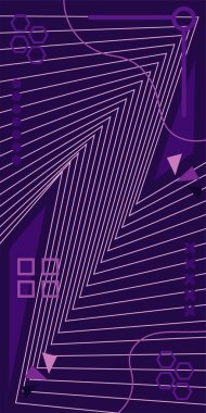 Dekoratif Vektör Arkaplan Organik Akış ve Geometrik Kesinlik. Boho Soyut Arkaplan Eğrisi Çizgileri ve Geometrik Aksanlar. Geometrik şekillerin mozaiğiyle soyut arkaplan.