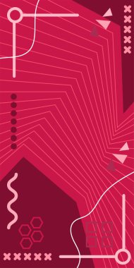 Dekoratif Vektör Arkaplan Organik Akış ve Geometrik Kesinlik. Boho Soyut Arkaplan Eğrisi Çizgileri ve Geometrik Aksanlar. Geometrik şekillerin mozaiğiyle soyut arkaplan.