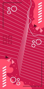 Dekoratif Vektör Arkaplan Organik Akış ve Geometrik Kesinlik. Boho Soyut Arkaplan Eğrisi Çizgileri ve Geometrik Aksanlar. Geometrik şekillerin mozaiğiyle soyut arkaplan.