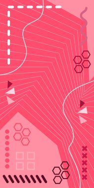 Dekoratif Vektör Arkaplan Organik Akış ve Geometrik Kesinlik. Boho Soyut Arkaplan Eğrisi Çizgileri ve Geometrik Aksanlar. Geometrik şekillerin mozaiğiyle soyut arkaplan.