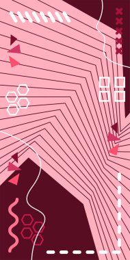 Dekoratif Vektör Arkaplan Organik Akış ve Geometrik Kesinlik. Boho Soyut Arkaplan Eğrisi Çizgileri ve Geometrik Aksanlar. Geometrik şekillerin mozaiğiyle soyut arkaplan.