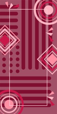 Modern Soyut Mozaik Geometrik Şekiller ve Süslü Vektör Tasarımı. Geometrik şekillerin mozaiğiyle soyut arkaplan.