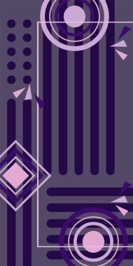 Modern Soyut Mozaik Geometrik Şekiller ve Süslü Vektör Tasarımı. Geometrik şekillerin mozaiğiyle soyut arkaplan.