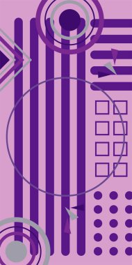 Modern Soyut Mozaik Geometrik Şekiller ve Süslü Vektör Tasarımı. Geometrik şekillerin mozaiğiyle soyut arkaplan.