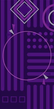 Modern Soyut Mozaik Geometrik Şekiller ve Süslü Vektör Tasarımı. Geometrik şekillerin mozaiğiyle soyut arkaplan.