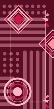 Modern Soyut Mozaik Geometrik Şekiller ve Süslü Vektör Tasarımı. Geometrik şekillerin mozaiğiyle soyut arkaplan.