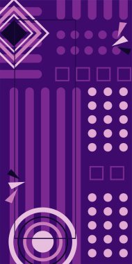 Modern Soyut Mozaik Geometrik Şekiller ve Süslü Vektör Tasarımı. Geometrik şekillerin mozaiğiyle soyut arkaplan.