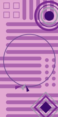 Modern Soyut Mozaik Geometrik Şekiller ve Süslü Vektör Tasarımı. Geometrik şekillerin mozaiğiyle soyut arkaplan.