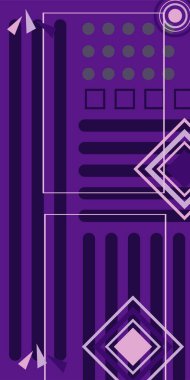 Modern Soyut Mozaik Geometrik Şekiller ve Süslü Vektör Tasarımı. Geometrik şekillerin mozaiğiyle soyut arkaplan.