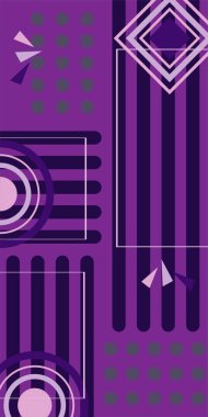 Modern Soyut Mozaik Geometrik Şekiller ve Süslü Vektör Tasarımı. Geometrik şekillerin mozaiğiyle soyut arkaplan.