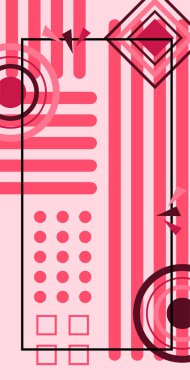 Modern Soyut Mozaik Geometrik Şekiller ve Süslü Vektör Tasarımı. Geometrik şekillerin mozaiğiyle soyut arkaplan.