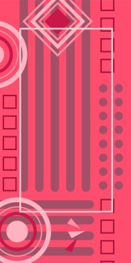 Modern Soyut Mozaik Geometrik Şekiller ve Süslü Vektör Tasarımı. Geometrik şekillerin mozaiğiyle soyut arkaplan.