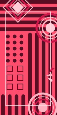 Modern Soyut Mozaik Geometrik Şekiller ve Süslü Vektör Tasarımı. Geometrik şekillerin mozaiğiyle soyut arkaplan.