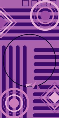 Modern Soyut Mozaik Geometrik Şekiller ve Süslü Vektör Tasarımı. Geometrik şekillerin mozaiğiyle soyut arkaplan.