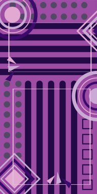 Modern Soyut Mozaik Geometrik Şekiller ve Süslü Vektör Tasarımı. Geometrik şekillerin mozaiğiyle soyut arkaplan.