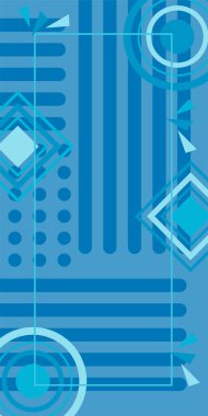 Modern Soyut Mozaik Geometrik Şekiller ve Süslü Vektör Tasarımı. Geometrik şekillerin mozaiğiyle soyut arkaplan.