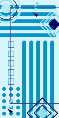 Modern Soyut Mozaik Geometrik Şekiller ve Süslü Vektör Tasarımı. Geometrik şekillerin mozaiğiyle soyut arkaplan.