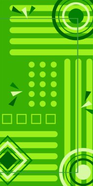 Modern Soyut Mozaik Geometrik Şekiller ve Süslü Vektör Tasarımı. Geometrik şekillerin mozaiğiyle soyut arkaplan.