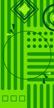 Modern Soyut Mozaik Geometrik Şekiller ve Süslü Vektör Tasarımı. Geometrik şekillerin mozaiğiyle soyut arkaplan.