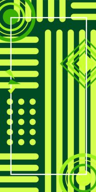 Modern Soyut Mozaik Geometrik Şekiller ve Süslü Vektör Tasarımı. Geometrik şekillerin mozaiğiyle soyut arkaplan.