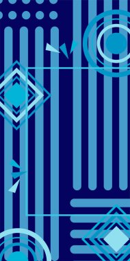 Modern Soyut Mozaik Geometrik Şekiller ve Süslü Vektör Tasarımı. Geometrik şekillerin mozaiğiyle soyut arkaplan.