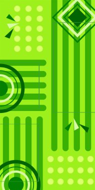 Modern Soyut Mozaik Geometrik Şekiller ve Süslü Vektör Tasarımı. Geometrik şekillerin mozaiğiyle soyut arkaplan.