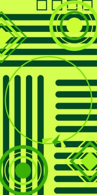 Modern Soyut Mozaik Geometrik Şekiller ve Süslü Vektör Tasarımı. Geometrik şekillerin mozaiğiyle soyut arkaplan.